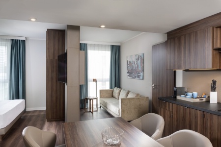 Studio deluxe de l'hôtel Hyatt House de Frankfort (Allemagne) Studio deluxe de l'hôtel Hyatt House de Frankfort (Allemagne)