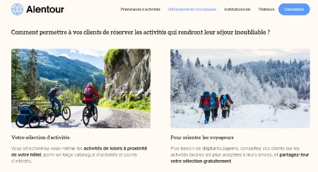 La plateforme Alentour permet aux hôteliers de proposer une offre de loisirs digitalisée. La plateforme Alentour permet aux hôteliers de proposer une offre de loisirs digitalisée.