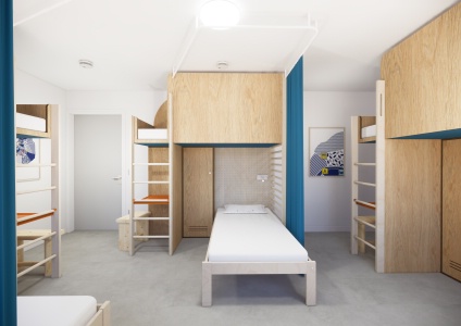 Dortoir pour six personnes à l'UCPA Sport Station Paris Hostel.