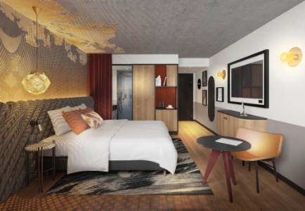 À l'hôtel Renaissance, à Bordeaux, Michael Malapert a gardé le béton dans les chambres pour éviter de créer de faux plafonds.