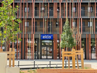 L'entrée de l'hôtel Eklo de Toulouse (Haute-Garonne).