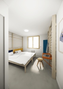 Une chambre double classique de l'UCPA Sport Station Hostel Paris.