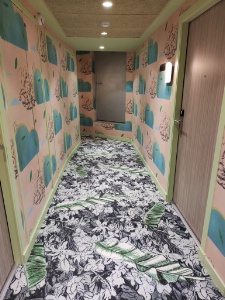 Les murs des couloirs ont été décorés par les artistes sélectionnés pour exposer dans l'hôtel. Ici, Alexandre et Florentine Lamarche-Ovize.