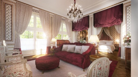 Une des 20 chambres de l'hôtel Louise de la Vallière, avec une décoration signée Jacques Garcia.