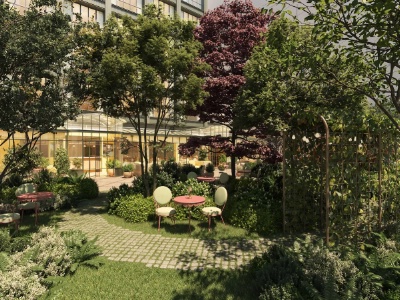 Le jardin de l'hôtel La Fantaisie.