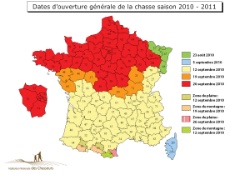 Les dates d’ouvertures générales de la chasse saison 2010-2011.