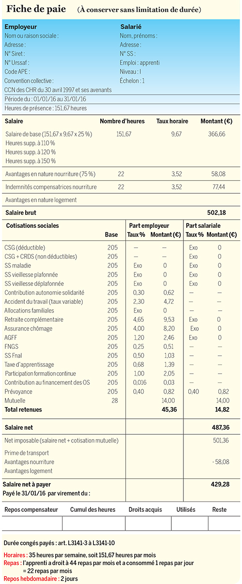 exemple bulletin de salaire apprenti