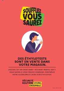 À compter du 1er juillet 2021, les établissements de boissons alcoolisées à emporter doivent obligatoirement proposer à la vente, de façon permanente, des éthylotests à proximité du rayon présentant le plus grand volume de boissons alcooliques. À compter du 1er juillet 2021, les établissements de boissons alcoolisées à emporter doivent obligatoirement proposer à la vente, de façon permanente, des éthylotests à proximité du rayon présentant le plus grand volume de boissons alcooliques.