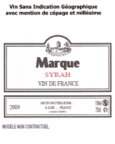 VSIG : Vin sans indication géographique.