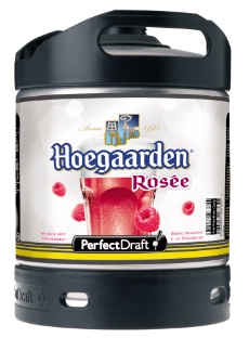 La Hoegaarden rosée, denière née de la brasserie In Bev, existe en fûts (système Perfect Draft).