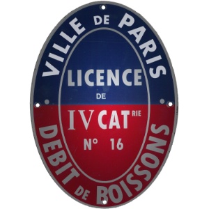 Plaque licence IV de la ville de Paris