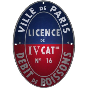 Plaque licence IV de la ville de Paris
