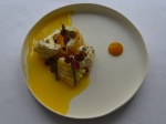 Blancs de Seiche grillés, poivrons jaunes, chou-fleur et salicorne, vinaigrette mandarine et condiment poivron jaune