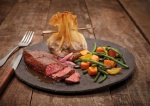 À L'ARDOISE : Onglet rondin rôti en cocotte, Aumônière de châtaignes et petits légumes (avec coût de production)