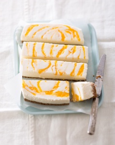 Cheesecake à l'écrasé de mangue.