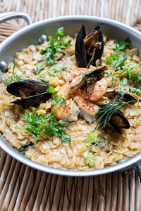 Hilopites aux moules marinières. Hilopites aux moules marinières.