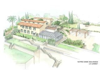 L'esquisse de La Villa des Anges sur la colline du Cannet.
