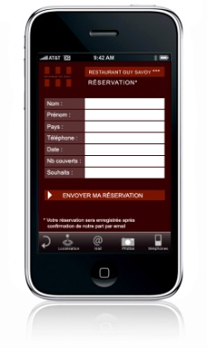 Un écran de réservation par restaurant. Un écran de réservation par restaurant.