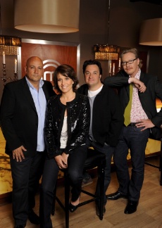 Frédéric Anton, l'animatrice Carole Rousseau, Yves Camdeborde et Sébastien Demorand.