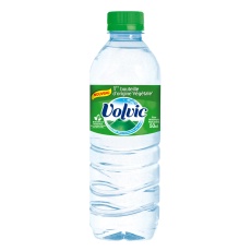 La bouteille 50 cl Volvic en plastique d'origine partiellement végétale.