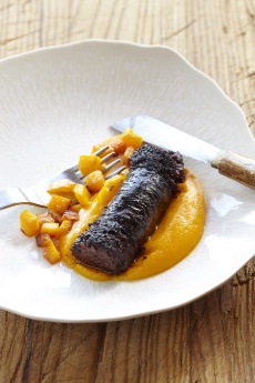 Boudin noir au potimarron, ue recette de Jean Sulpice.