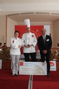Marc Lahoreau avec Anne-Sophie Pic, marraine du concours et Patrick Petard, directeur général de Lactalis CHF.