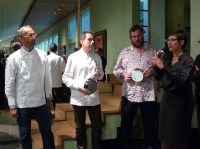De gauche à droite : Michel Portos, Philippe Labbé, Benoît Bernard et Patricia Alexandre juste avant l'annonce du Cuisinier de l'année.