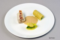 Le quasi de veau «Orloff», cannelonnis de Bucatini, calisson de laitue aux morilles de Yann Maget.