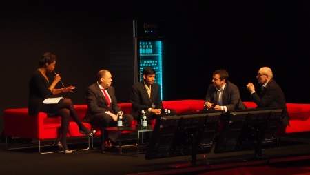 Frédéric Loeb, Léa A. Deleris, directeur R&D IBM, Alexandre Gauthier, chef de La Grenouillère (La Madelaine-sous-Montreuil, 62), et le sociologue Claude Fischler.