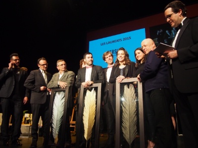 De gche à dte : Jonathan Jablonski, Palme d'argent : Michel Bras pour Capucin ; Palme d'or : Maxence Warrens et David Lebreton pour Persillé ; Palme de bronze : Sephora Dahon pour Privé de dessert, Thierry Marx, et Vincent Mourre. De gche à dte : Jonathan Jablonski, Palme d'argent : Michel Bras pour Capucin ; Palme d'or : Maxence Warrens et David Lebreton pour Persillé ; Palme de bronze : Sephora Dahon pour Privé de dessert, Thierry Marx, et Vincent Mourre.