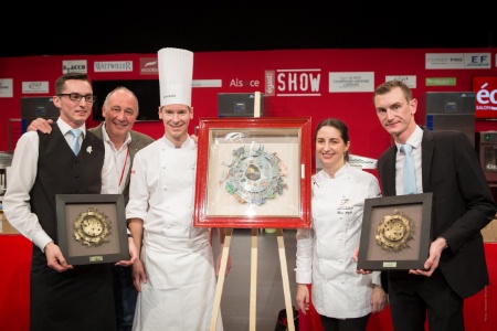 Ludovic Vermon (maître d'hôtel), Marc Haeberlin, Pieter Riedijk (cuisine), Elena Arzak et Antoine Sicard (sommellerie).