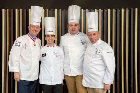 François Adamski, jury représentant la France, Benjamin Vakanas, commis, Laurent Lemal, et Franck Putelat, coach.