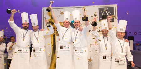 Le podium de l'International Catering Cup : Suisse, France et Singapour.