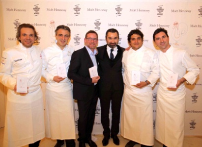 Nicolas Sale, Jérôme Banctel, Andrew Fairlie, David Sinapian, Mauro Colagreco et Fabio Pisani.