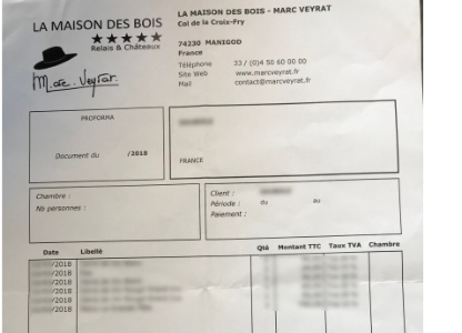 L'une des additions chez Marc Veyrat datant de 2018 et certifiée par huissier. L'une des additions chez Marc Veyrat datant de 2018 et certifiée par huissier.