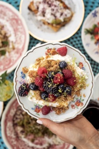Fruits rouges, crumble.