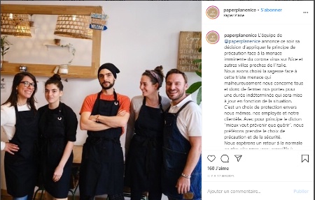 Capture d'écran du post du restaurant Paperplane sur Instagram. Capture d'écran du post du restaurant Paperplane sur Instagram.