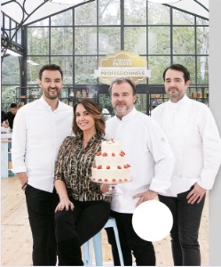 Cyril Lignac, Pierre Hermé et Jean-François Piège, avec l'animatrice Julia Vignali. Cyril Lignac, Pierre Hermé et Jean-François Piège, avec l'animatrice Julia Vignali.