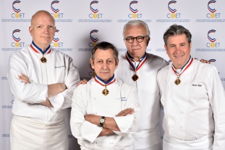 De gauche à droite :  Christophe Quantin, Jacques Maximin, Alain Ducasse et Michel Roth.