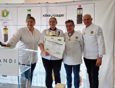 Stéphanie Le Quellec, Ophélie Fréchet (vainqueur brevet pro), Jean-Marc Evrard et Laurent Drunat (Académie culinaire de France)..