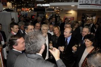 Gerard Collomb Sénateur Maire de Lyon, Marie-Odile Fondeur directrice du Sirha et Olivier Ginon Président du Groupe GL Events étaient présent pour l'inauguration officielle du Salon International de la Restauration, de l'Hôtellerie et de l'Alimentation 2009.