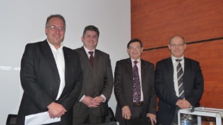 De gauche à droite : Laurent Duc, Thierry Grégoire, Bertrand Lecourt et Laurent Lutze, membres du directoire, ont montré un volonté soudée et positive autour d'une Umih renouvelée.