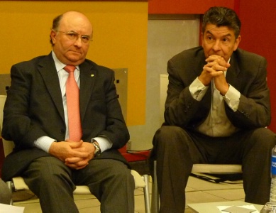 Francis Robin (président des restaurateurs à la FIH 13) et Régis Marcon. Francis Robin (président des restaurateurs à la FIH 13) et Régis Marcon.