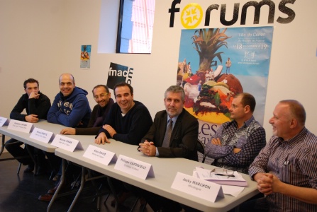Au Rocher de Palmer, présentation de Performance Gourmande avec les principaux protagonistes : de g. à d., les chefs Yohan Alias, Frédéric Lafon, Michel Portos, Nicolas Magie, le maire de Cenon Alain David, Philippe Capdevielle, traiteur, Jack Marchon, mixologue. Au Rocher de Palmer, présentation de Performance Gourmande avec les principaux protagonistes : de g. à d., les chefs Yohan Alias, Frédéric Lafon, Michel Portos, Nicolas Magie, le maire de Cenon Alain David, Philippe Capdevielle, traiteur, Jack Marchon, mixologue.