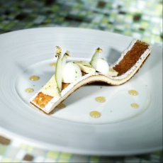 Le dessert d'Arthur Fevre : Caramel et citron en fines vagues croustillantes.