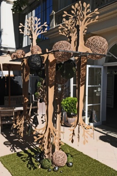 Dans le thème Nature, un arbre suspendu déploie ses branches plateaux.