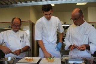 Joël Migeon, Maxence Barbot et Hervé Lorant durant un entraînement.