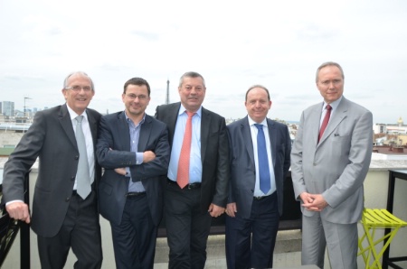 De g. à d : Hervé Bécam, vice-président de l'Umih, Vincent Leroux, Roland Héguy, Thierry Amirault et Jacky Derain.