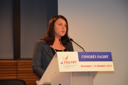 Sylvia Pinel à Besançon devant les délégués de la Fagiht réunis en congrès.