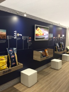 Le stand Barilla. La marque affiche son esprit Good for you good for the planet. Dans le hall 3, allée D, stand 107, avec Harrys.